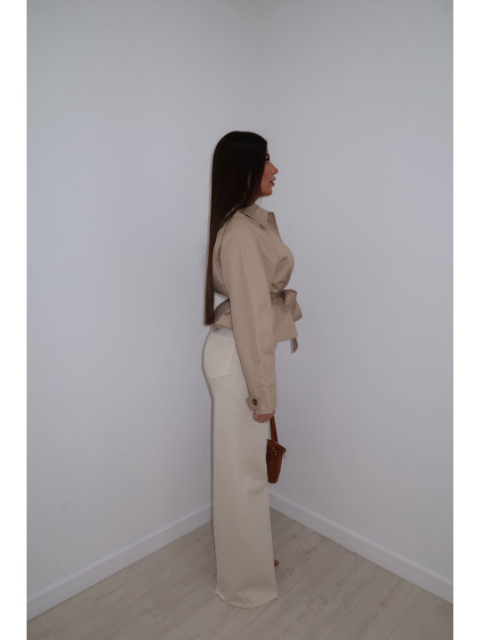 CHAQUETA GABARDINA CROP CAMEL