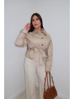 CHAQUETA GABARDINA CROP CAMEL