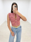 CHALECO TWEED ROSA