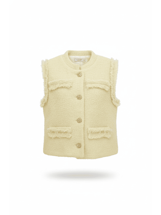 CHALECO TWEED AMARILLO