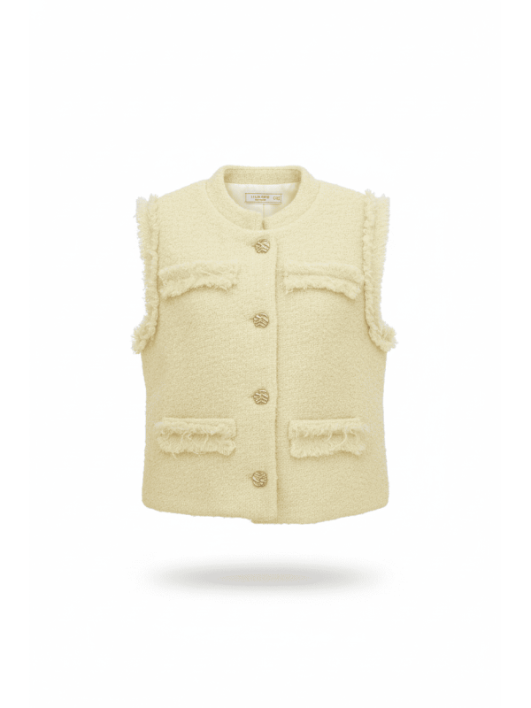 CHALECO TWEED AMARILLO