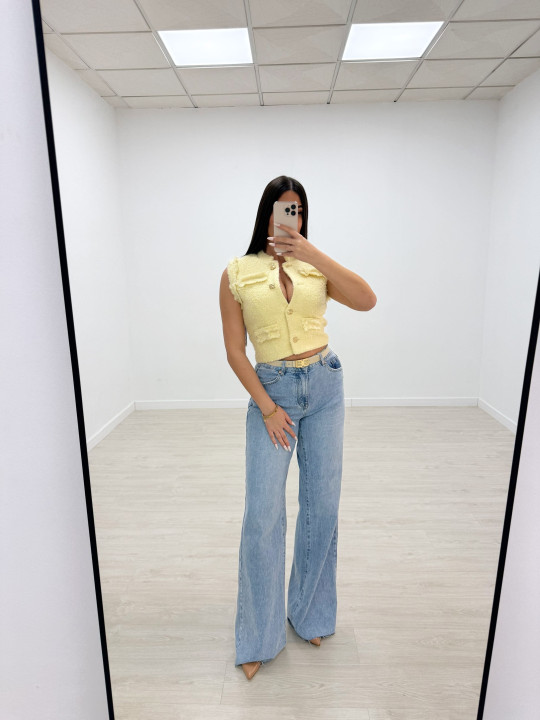 CHALECO TWEED AMARILLO