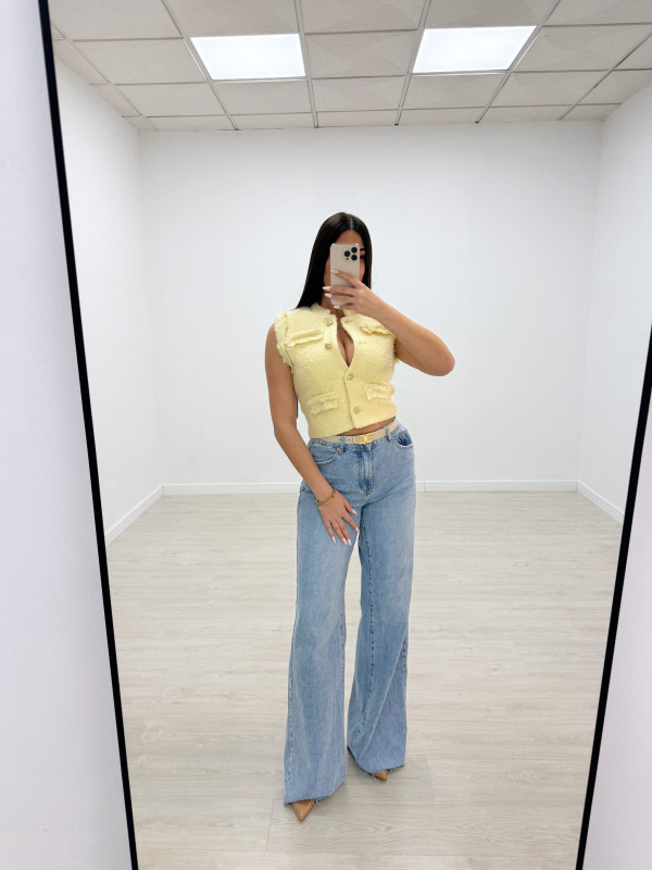 CHALECO TWEED AMARILLO