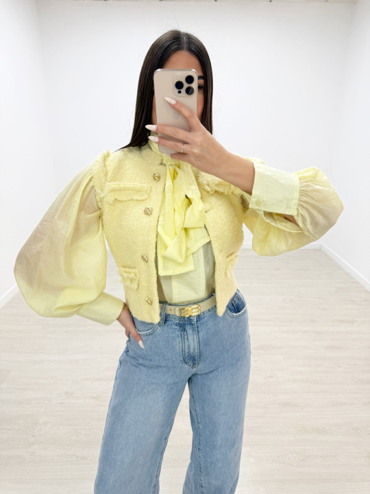 CHALECO TWEED AMARILLO