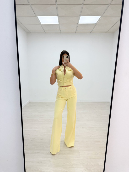 CHALECO TWEED AMARILLO