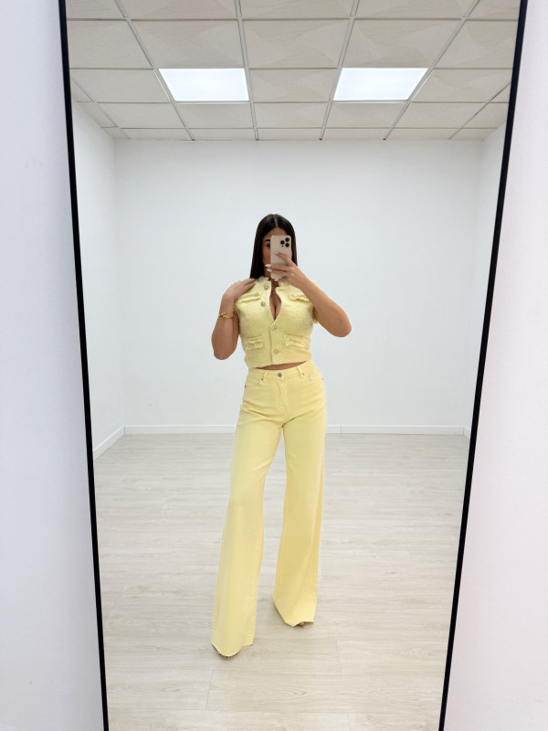 CHALECO TWEED AMARILLO