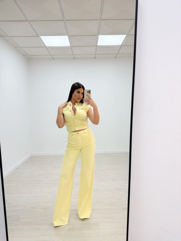 CHALECO TWEED AMARILLO