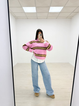 JERSEY RAYAS ROSA Y MARRÓN