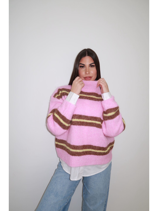 JERSEY RAYAS ROSA Y MARRÓN