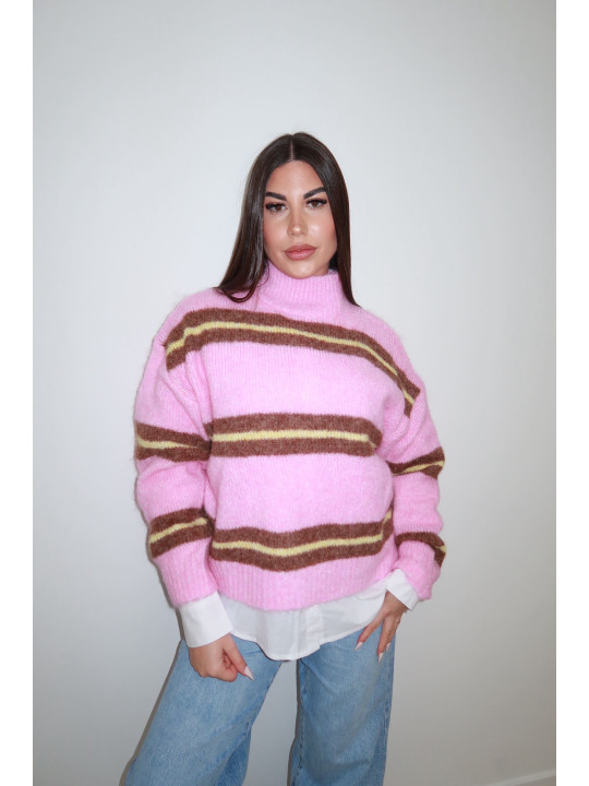 JERSEY RAYAS ROSA Y MARRÓN