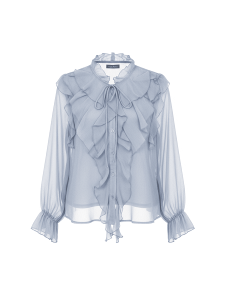 CAMISA SEDA VOLANTES CELESTE