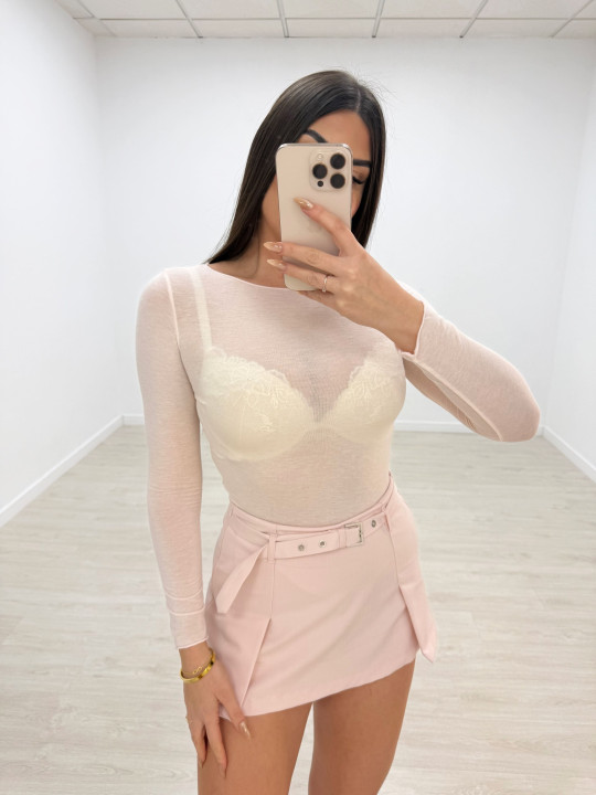 CAMISETA SEMITRANSPARENTE ROSA