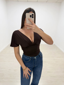 TOP ALBA MARRÓN (LICRA FRÍA)