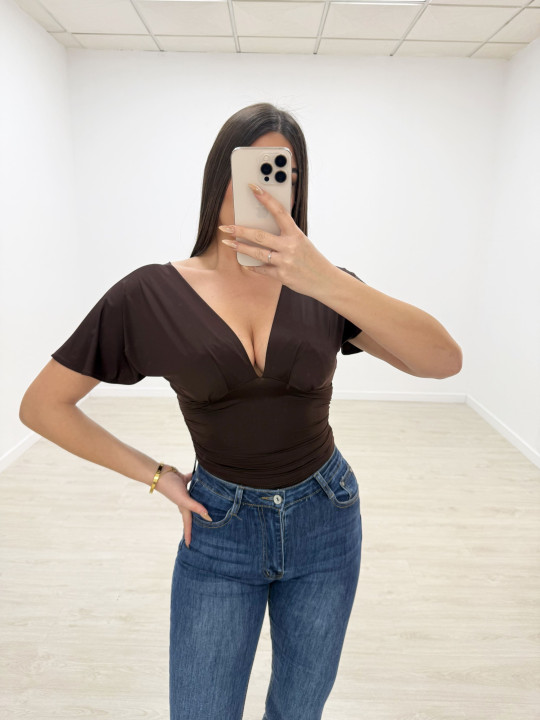 TOP ALBA MARRÓN (LICRA FRÍA)