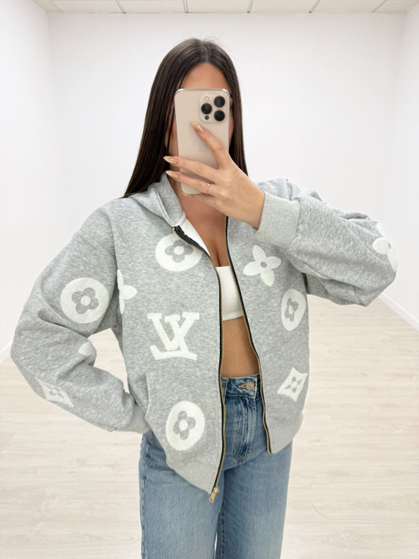 SUDADERA LV RELIEVE GRIS