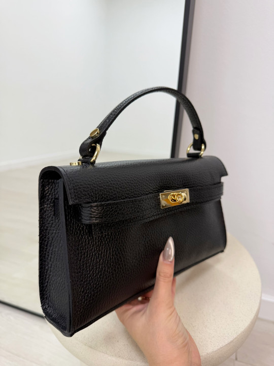 BOLSO KELLY LONG NEGRO (PIEL 100%)