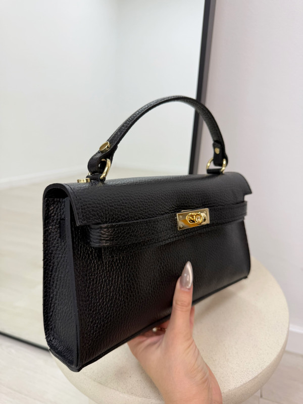 BOLSO KELLY LONG NEGRO (PIEL 100%)