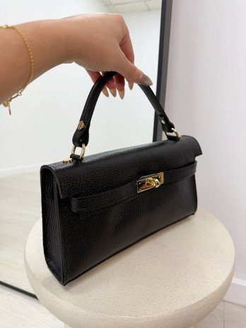 BOLSO KELLY LONG NEGRO (PIEL 100%)