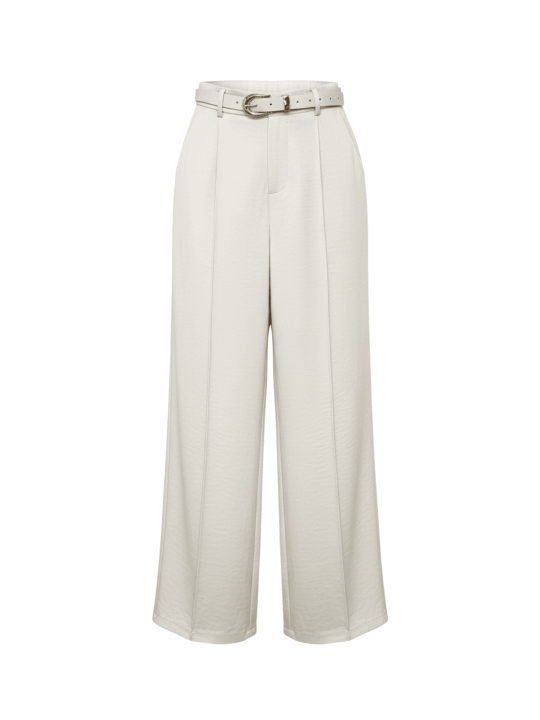 PANTALÓN SATINADO CON CINTURÓN - BEIGE