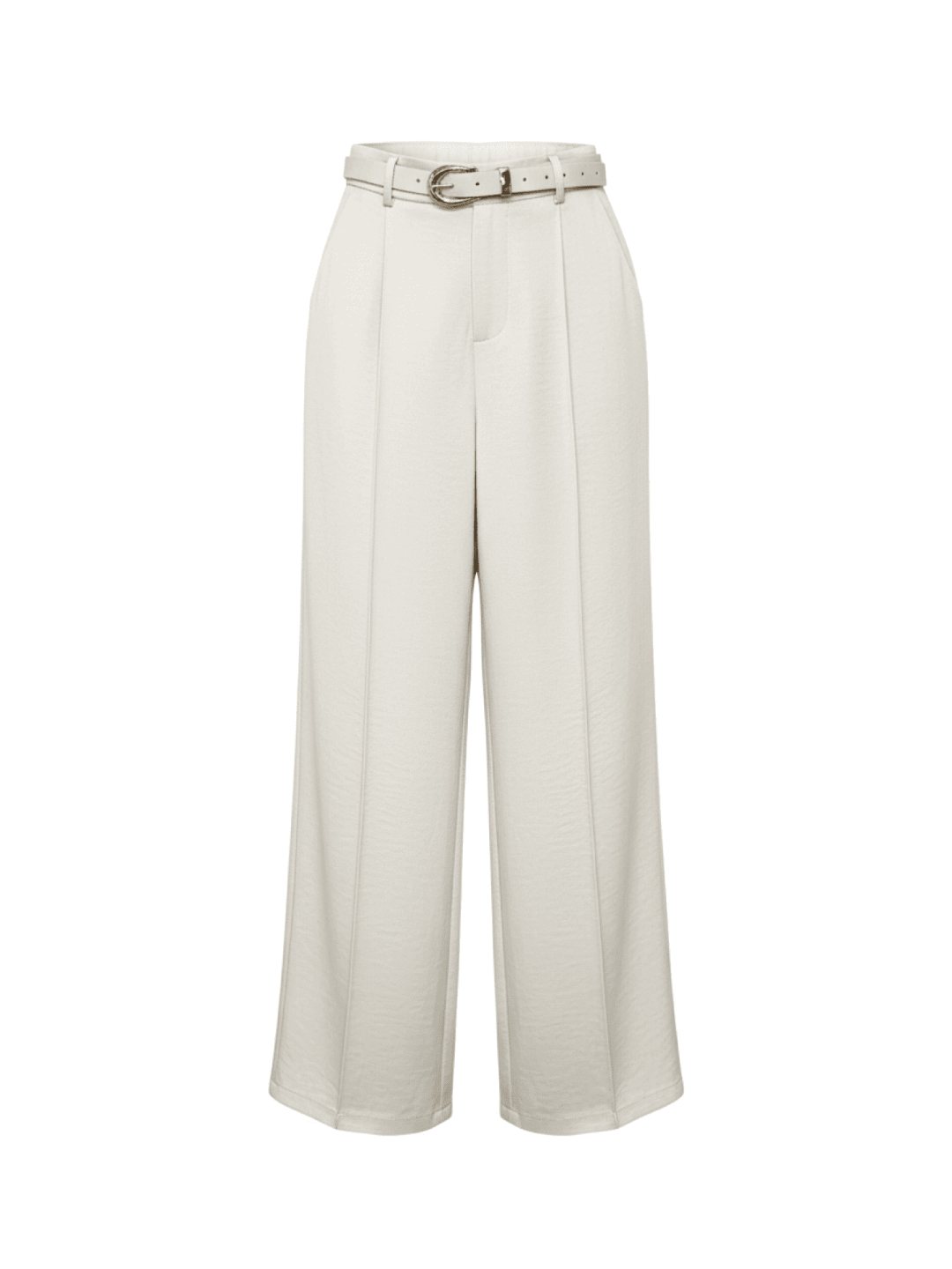 PANTALÓN SATINADO CON CINTURÓN - BEIGE