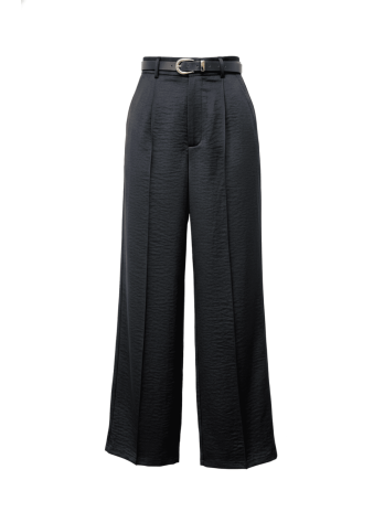 PANTALÓN SATINADO CON CINTURÓN - NEGRO