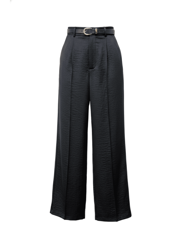 PANTALÓN SATINADO CON CINTURÓN - NEGRO