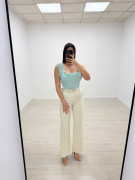 PANTALÓN SATINADO CON CINTURÓN - BEIGE