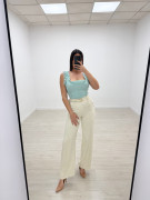 PANTALÓN SATINADO CON CINTURÓN - BEIGE
