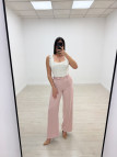 PANTALÓN SATINADO CON CINTURÓN - ROSA