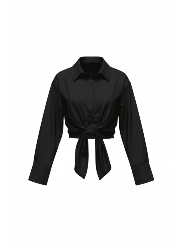 CAMISA POPELÍN ANUDADA - NEGRA