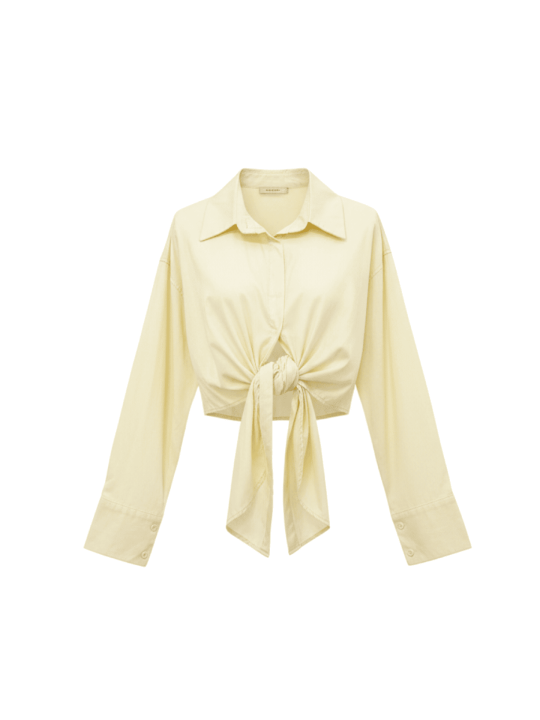 CAMISA POPELÍN ANUDADA - AMARILLA