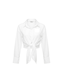 CAMISA POPELÍN ANUDADA - BLANCA