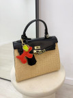 BOLSO KELLY RAFIA - NEGRO