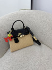 BOLSO KELLY RAFIA - NEGRO