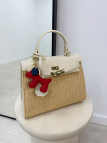 BOLSO KELLY RAFIA - CREMA