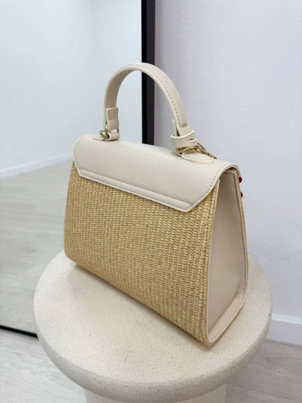 BOLSO KELLY RAFIA - CREMA