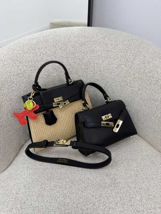 BOLSO MINI KELLY (PIEL 100%) - NEGRO