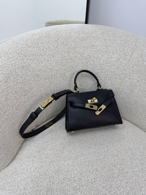 BOLSO MINI KELLY (PIEL 100%) - NEGRO