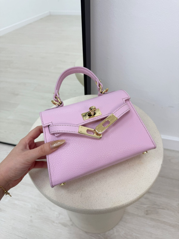 BOLSO MINI KELLY (PIEL 100%) - ROSA