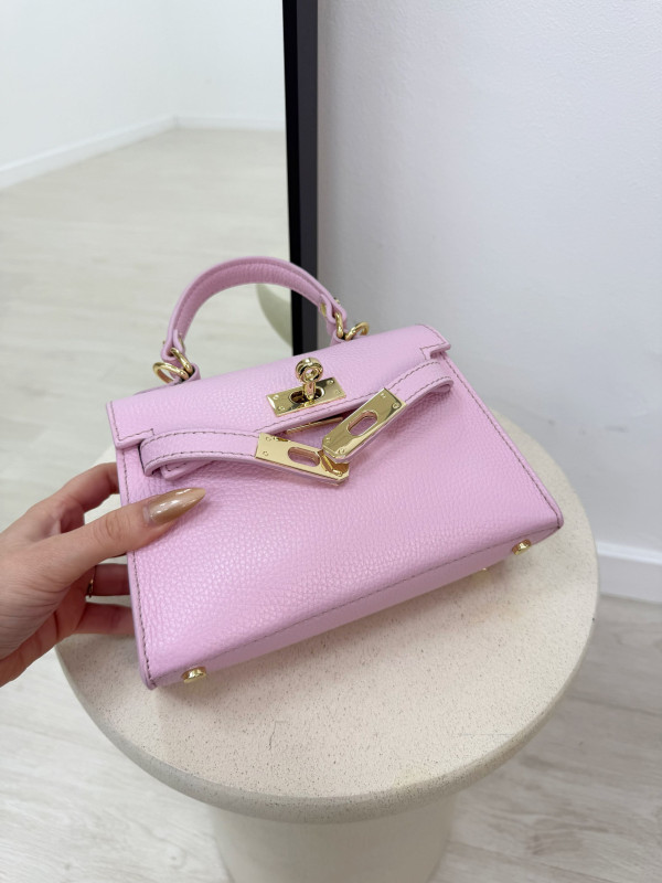 BOLSO MINI KELLY (PIEL 100%) - ROSA