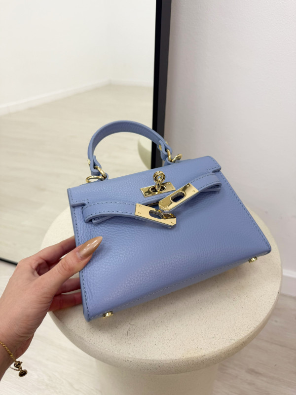 BOLSO MINI KELLY (PIEL 100%) - AZUL