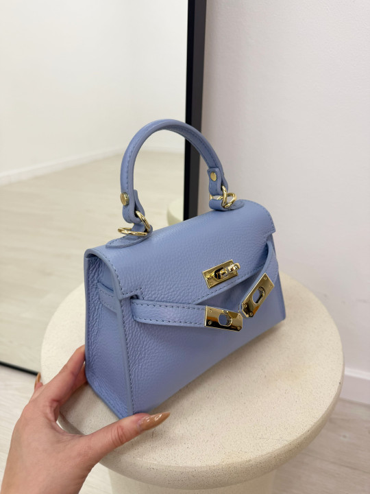 BOLSO MINI KELLY (PIEL 100%) - AZUL