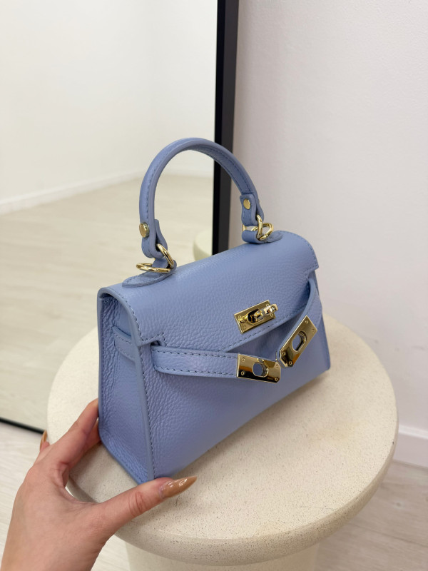 BOLSO MINI KELLY (PIEL 100%) - AZUL