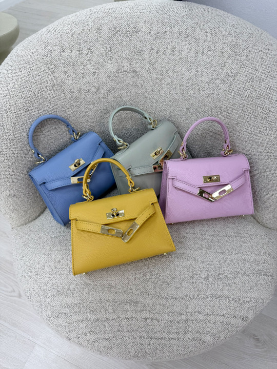 BOLSO MINI KELLY (PIEL 100%) - AZUL