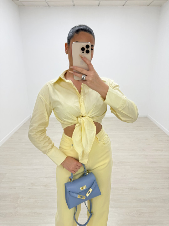 CAMISA POPELÍN ANUDADA - AMARILLA