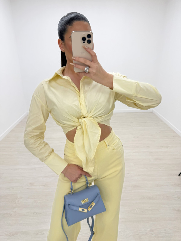 CAMISA POPELÍN ANUDADA - AMARILLA