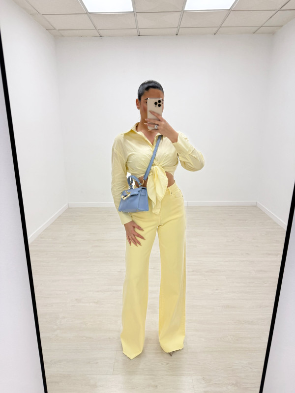 CAMISA POPELÍN ANUDADA - AMARILLA