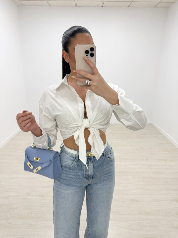 CAMISA POPELÍN ANUDADA - BLANCA