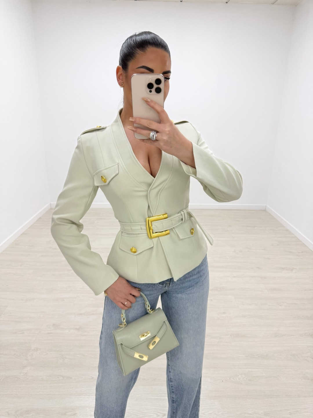 BLAZER PREMIUM CINTURÓN - BEIGE