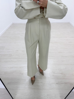 PANTALÓN DE VESTIR DOBLE BOTÓN - BEIGE